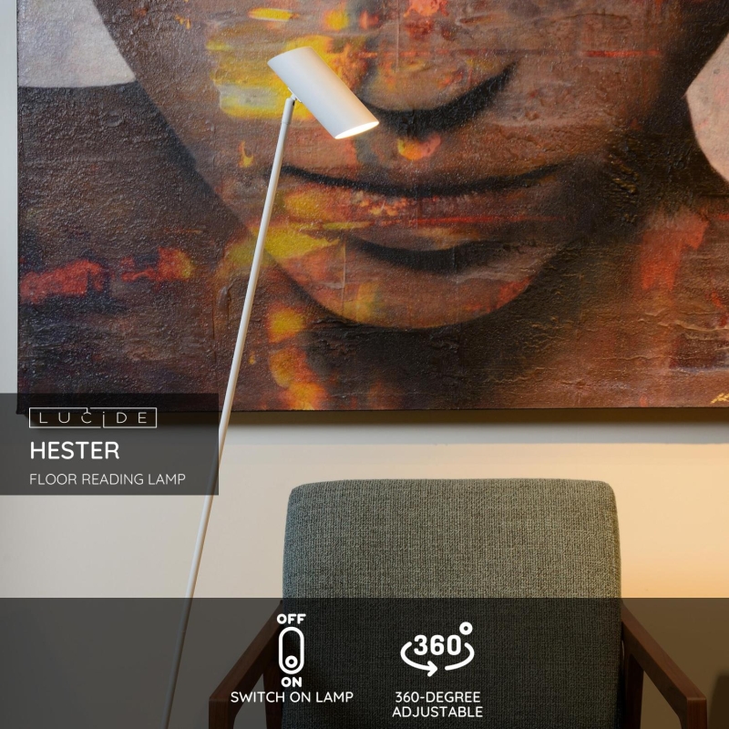 Lucide HESTER - Stojacia lampa na čítanie - 1xGU10 - Biela